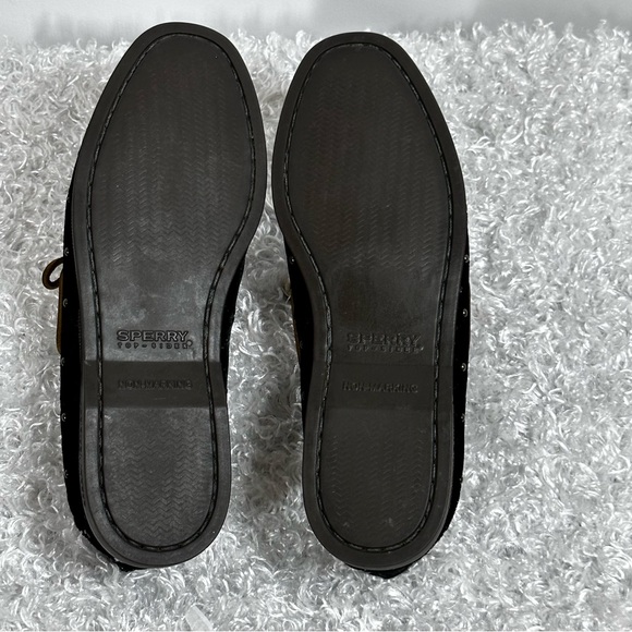 Sperry Black Velvet and Gold Studded Boat Shoe Sz 6 - Picture 7 of 9